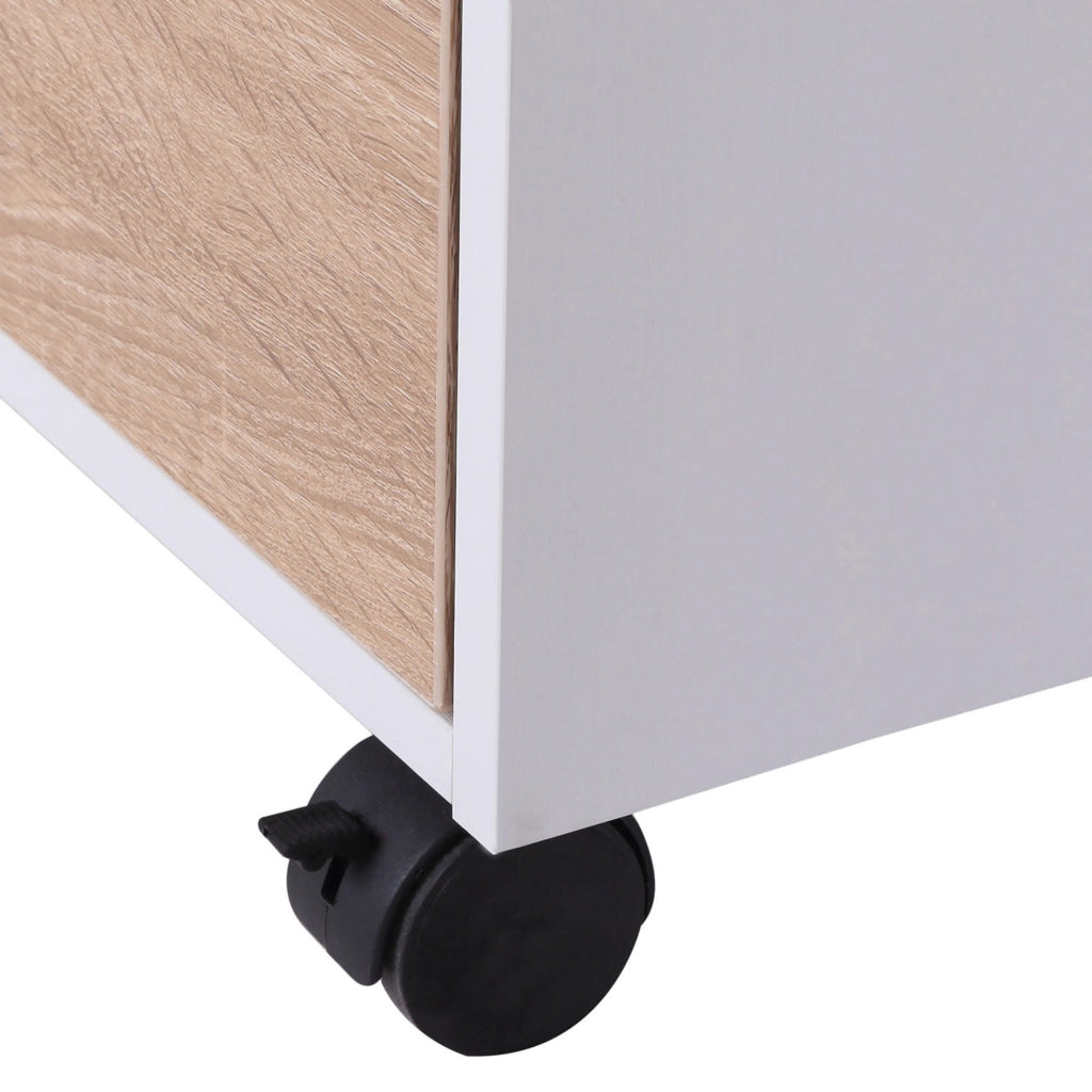 Cassettiera con Ruote ¨C zephmum ¨C 3 Cassetti, Quercia e Bianco, 40x50x57,5 cm