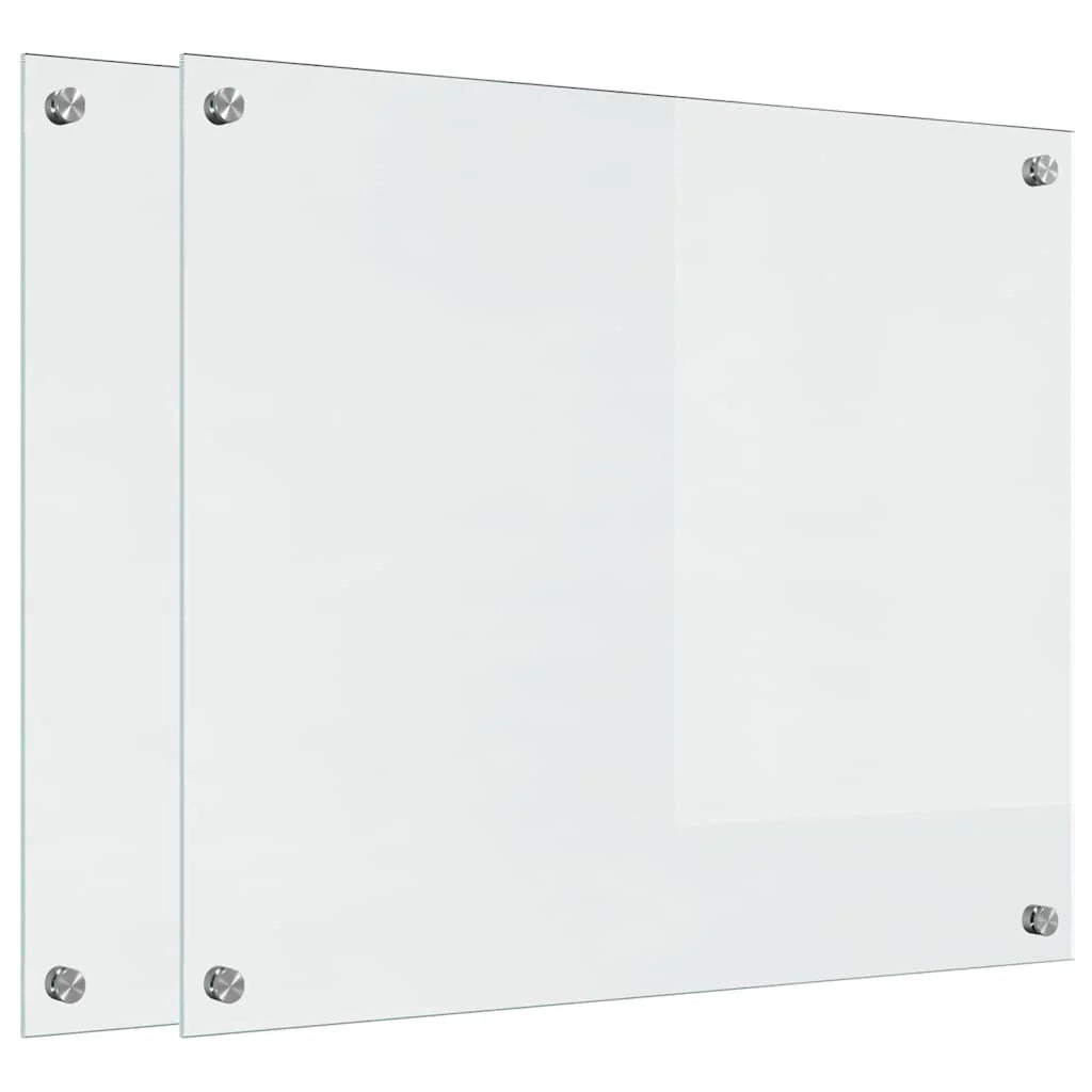 Set di 2 paraschizzi per cucina in vetro temperato 70 x 60 cm resistenti al calore stile moderno trasparenti 02_0056296