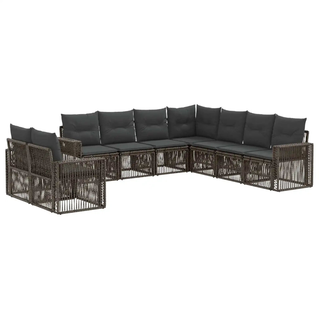 Set Divano da Giardino 9 pcs Grigio e Grigio Scuro polyrattan 3435164