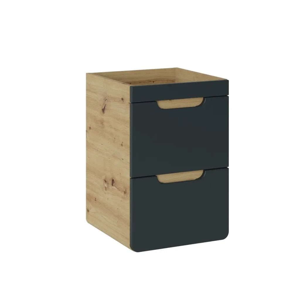 Mobile sotto lavabo ERBANO – 1 porta – 40 cm – Colori rovere chiaro e grigio antracite – Da appendere