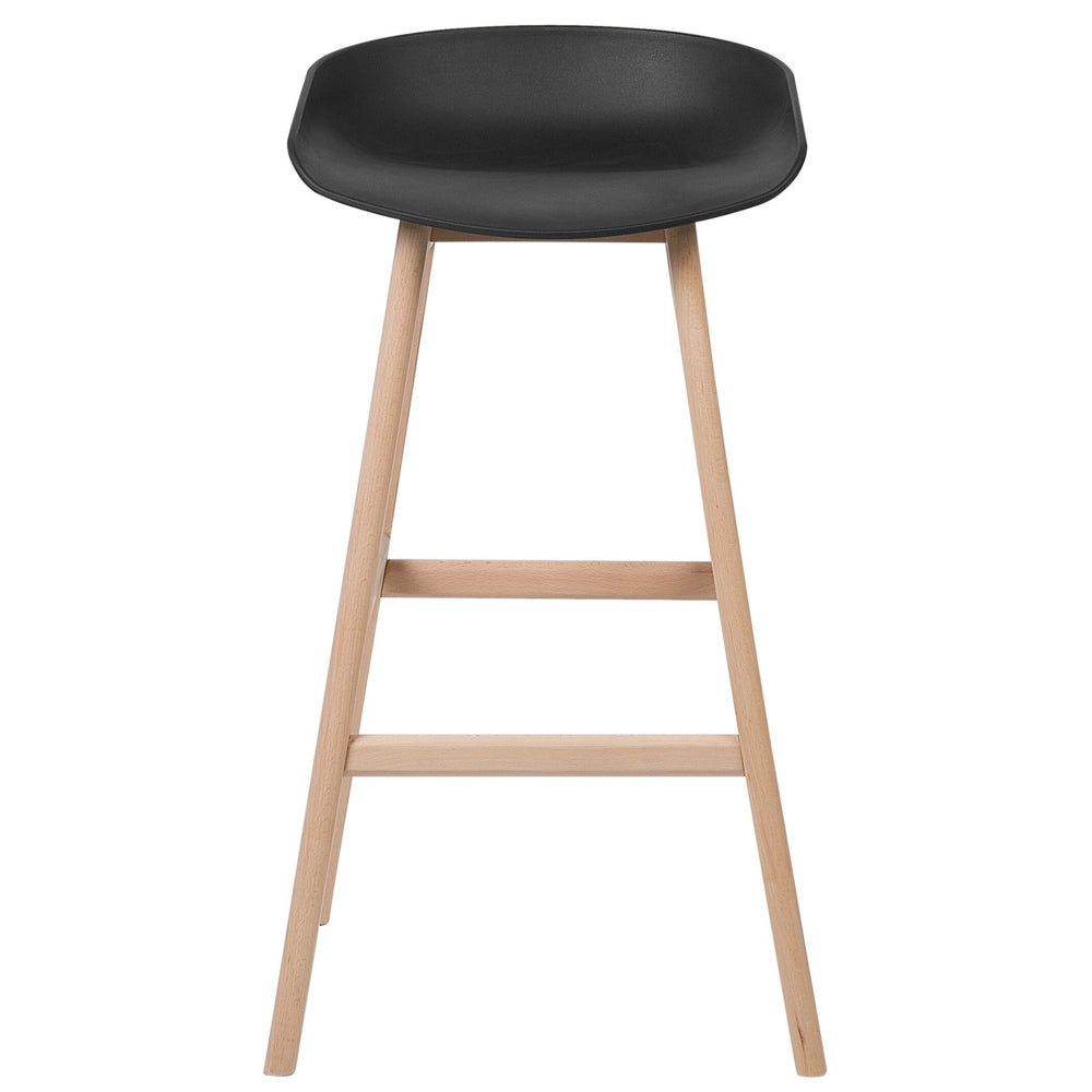 Set di 2 sgabelli da bar in legno chiaro e plastica nera da 85 cm con sedile da bancone