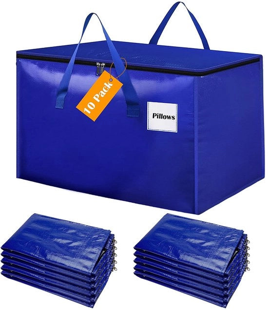 Borse di stoccaggio 100L - Borse acqua resistenti - 10 pezzi - Ripiegabili - Per abbigliamento e coperte - Sostenibili e ampie - Borse di stoccaggio