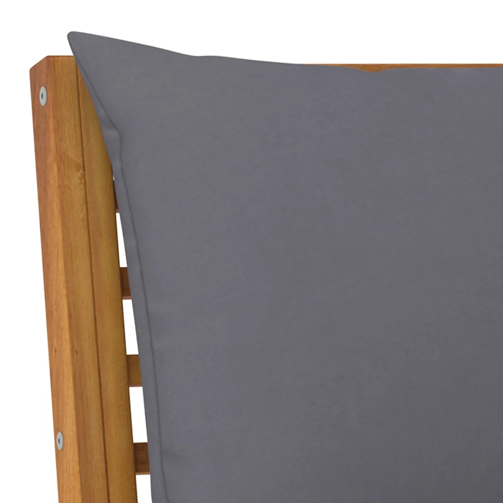 Salotto da Giardino-Set Divani Giardino 3pz Cuscini Grigio Scuro Acacia Massello
