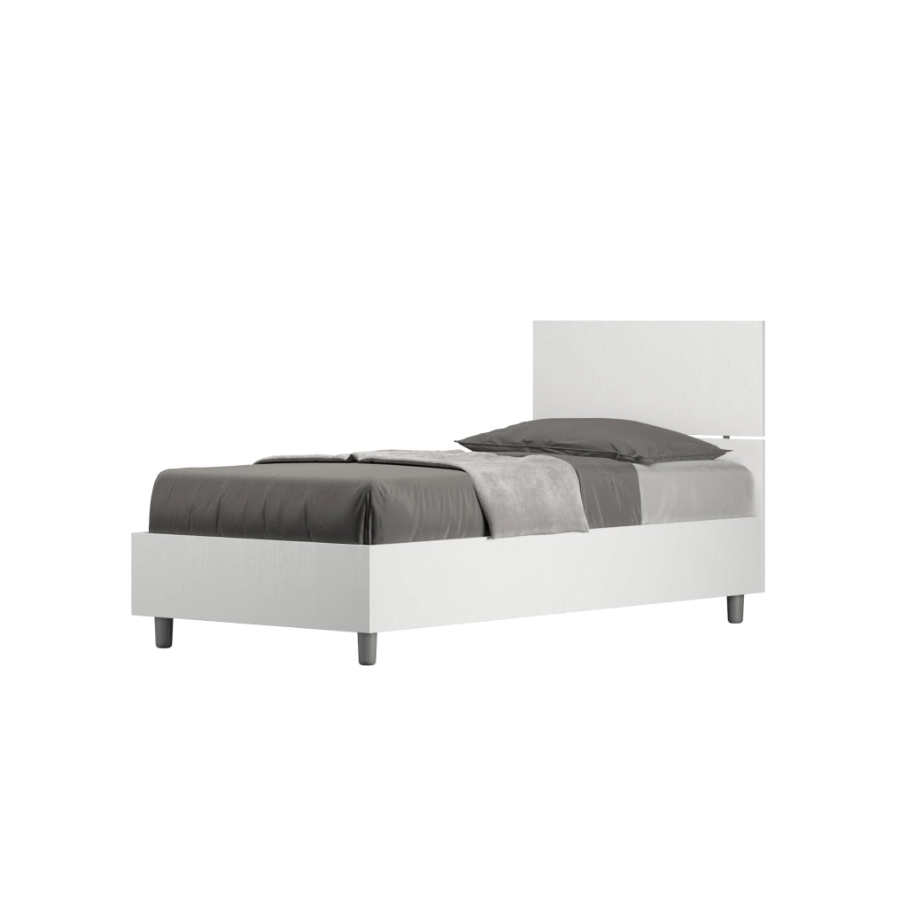 Letto singolo con rete 80x190 testata dritta bianco frassino Demas