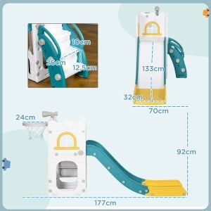 Scivolo per bambini 4 in 1 con canestro, telescopio e struttura da arrampicata, giallo, 70 x 177 x 92 cm