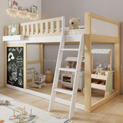 Letto a soppalco per bambini 90x200 cm bianco e naturale