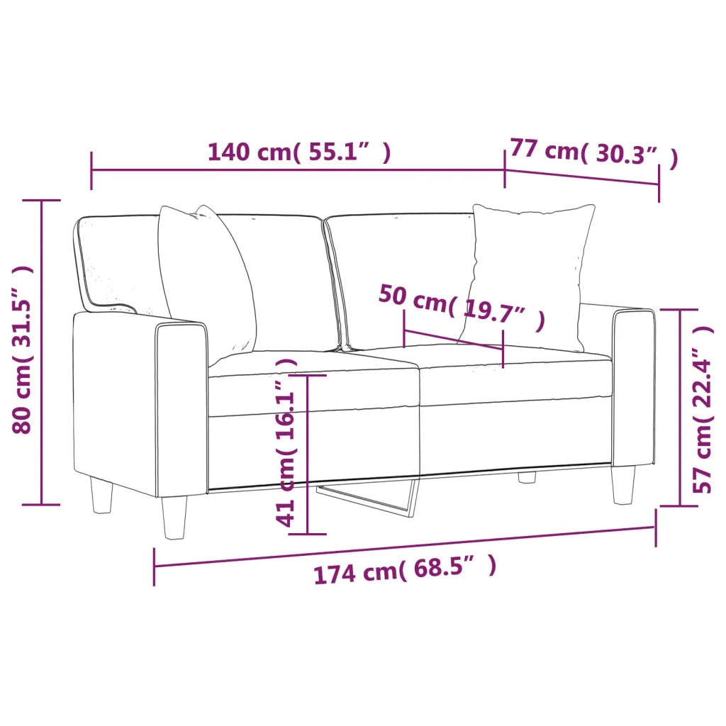 Divano a 2 Posti con Cuscini-Sofa 2 Posti con Cuscini Crema 140 cm in Similpelle 865574