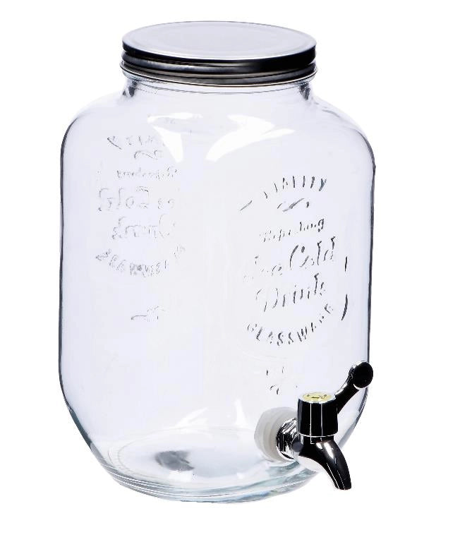 Bottiglia Dispenser in Vetro con Rubinetto Tappo in Metallo 4 Litri