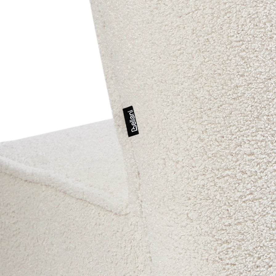 Poltrona Tessuto Boucle bianco sporco Rivestimento in gomma Gambe in legno Soggiorno senza braccioli