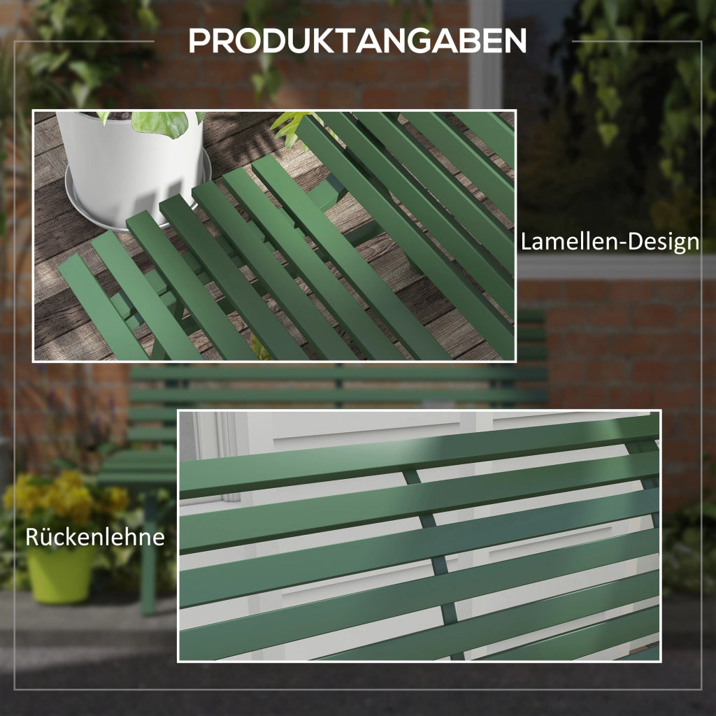 Panchina da giardino ¨C zephmum ¨C verde, alluminio, 123x67x79 cm
