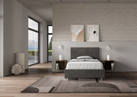 Letto Singolo 80x210 cm con Rete e Contenitore Adele Grigio