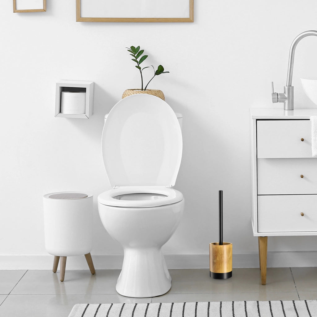 Spazzola per WC KADAX per bagno, effetto legno, marrone, autoportante