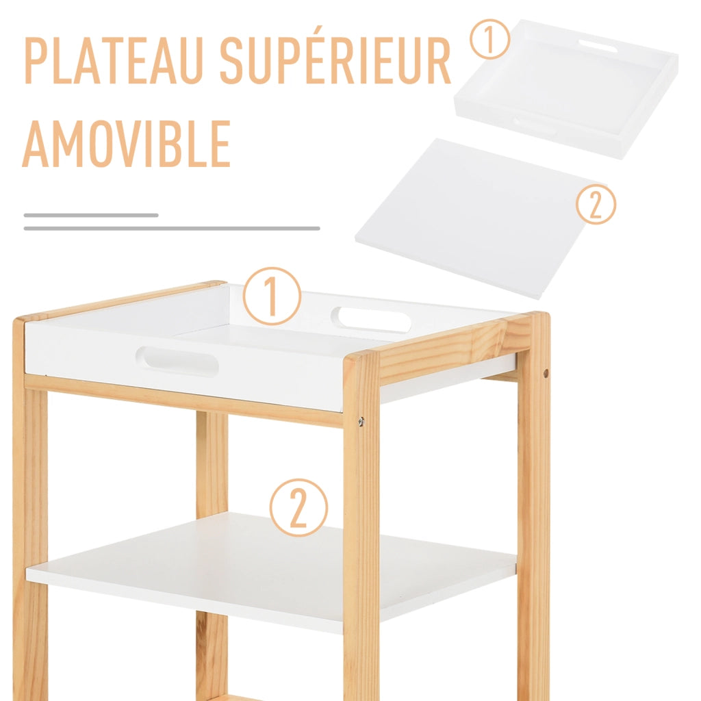 Carrello da cucina 3 ripiani ¨C zephmum ¨C bianco MDF