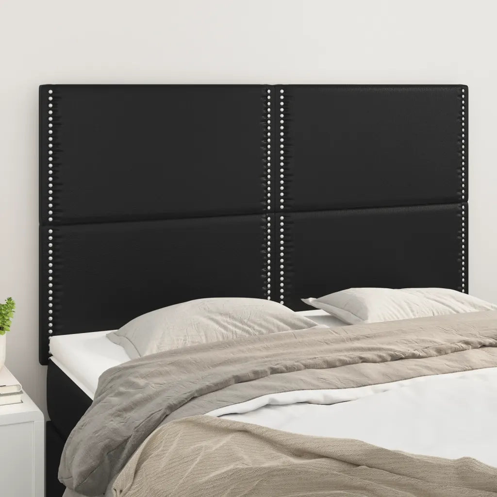 Testiera | Testata Nera 144x5x118/128 cm in Similpelle