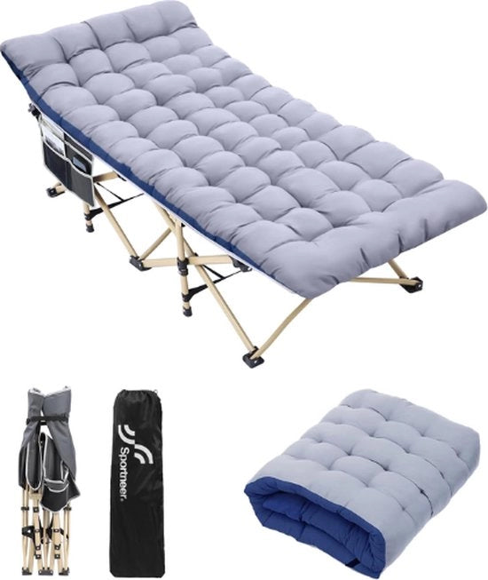 Kampeerbed in stile comfortevole - Campo - Veldbed - 1 persona - Stretcher - Matras per camper - Stretcher con letto pieghevole - Campo - Nero