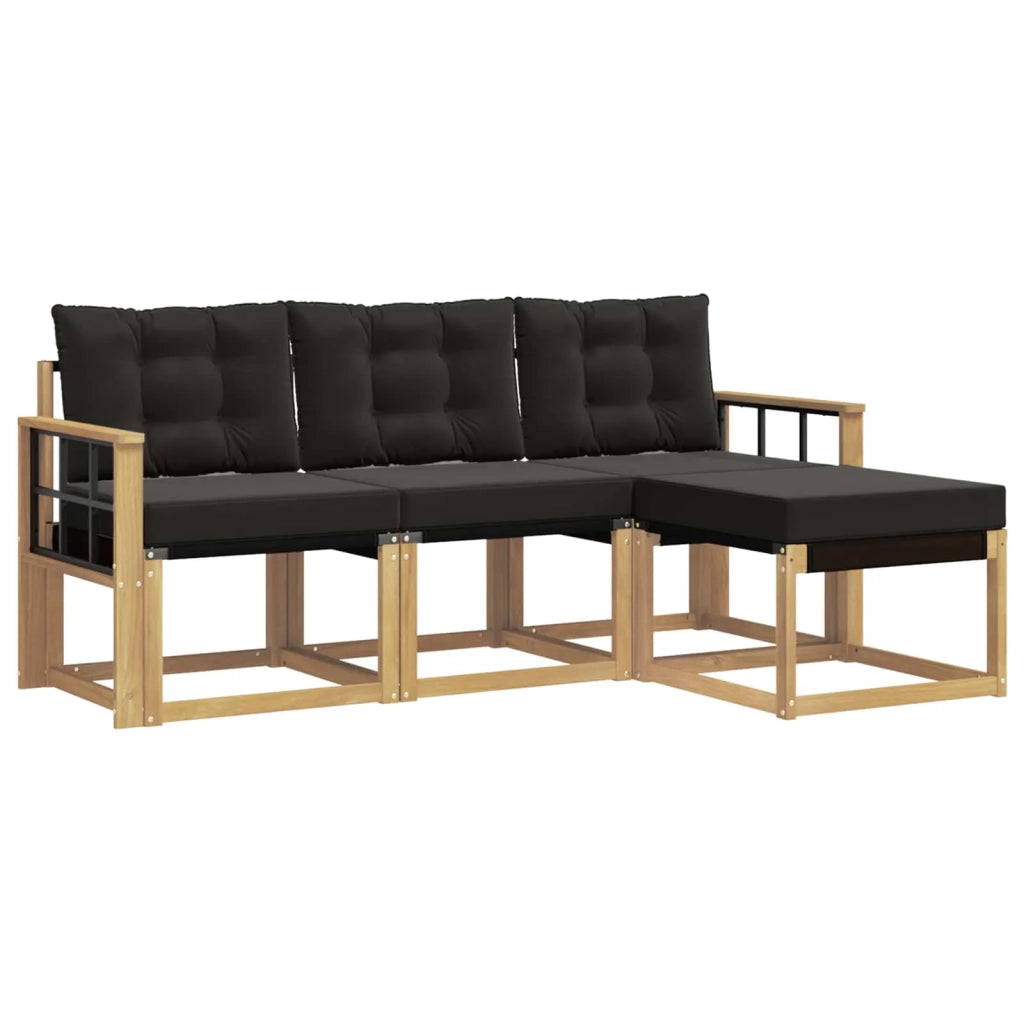 Set di divani da esterno 4 pz Bianco e Nero 3389362