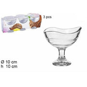 Trade Shop - Set Servizio 3 Pezzi Coppe Bicchieri In Vetro Navona Per Gelato Frutta -