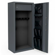 Armadio Blindato Portafucili In Acciaio Per Armi Con Tesoretto Serratura Digitale E Chiave Tasca Porta Oggetti Cassaforte Sicura 148 X 53.5 X 32 Cm 10 Posti Grigio Scuro