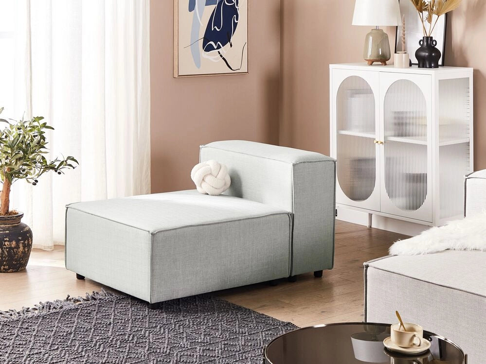 Poltrona modulare 1 posto rivestimento lino grigio e gambe nere soggiorno stile moderno