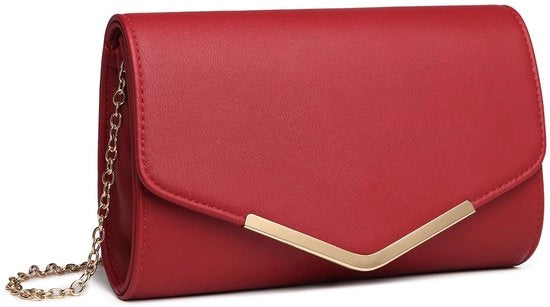 Borsa elegante per la sera, borsa da sposa, borsa a sacchetto con catena per matrimonio, festa, prom, rosso