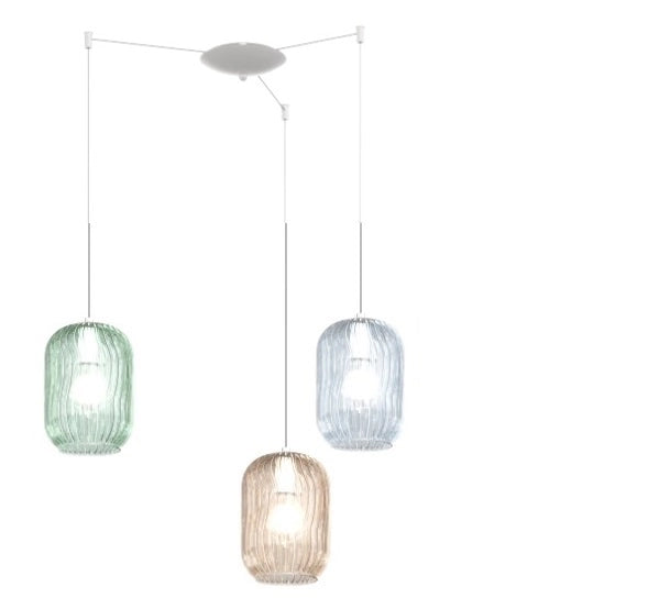 SOSPENSIONE BIANCO 3 LUCI SPOSTABILE VETRI AM + VE + BL 1181BI-S3 S-MC