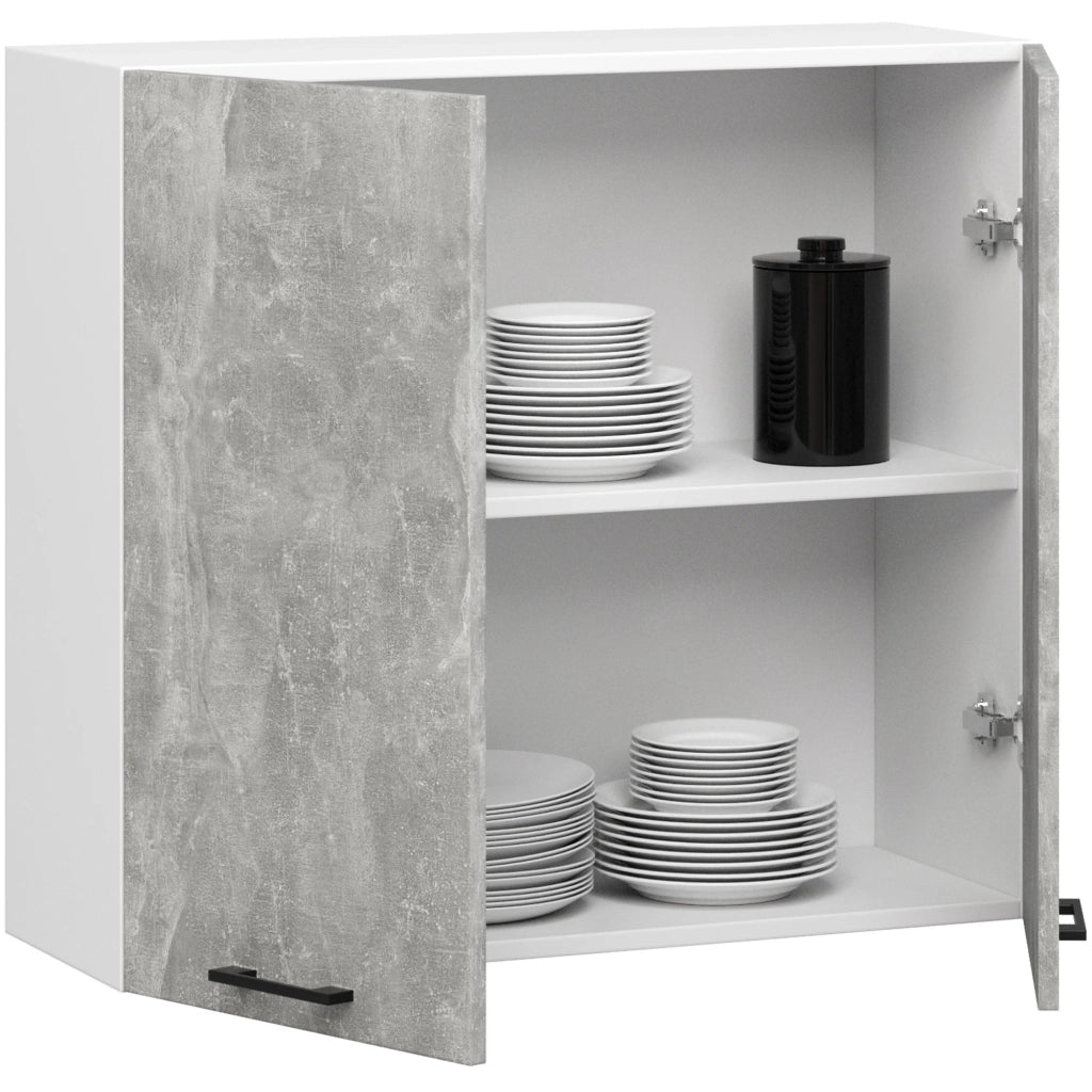 Mobile da cucina pensile sistema AKORD OLIWIA 80 cm H720 Bianco inserto frontale Cemento Grigio Cemento 2 ante 80x30x72 cm