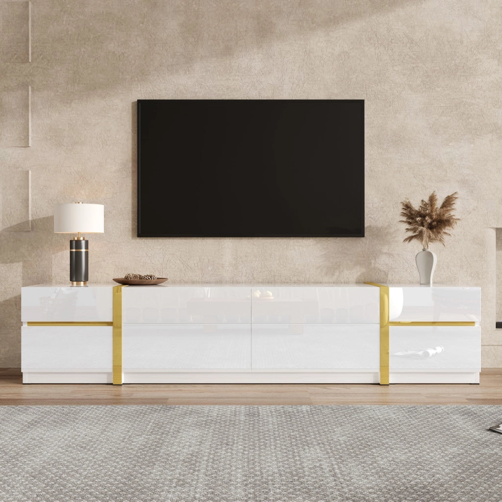 Mobile TV con Cassetti e Ante Lucido ¨C MINIMAL ¨C Bianco/Nero, Soggiorno