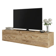 Mobile porta TV Diaspro, Credenza da soggiorno, Armadio basso per TV, Base parete attrezzata, 140x32h29 cm, Quercia