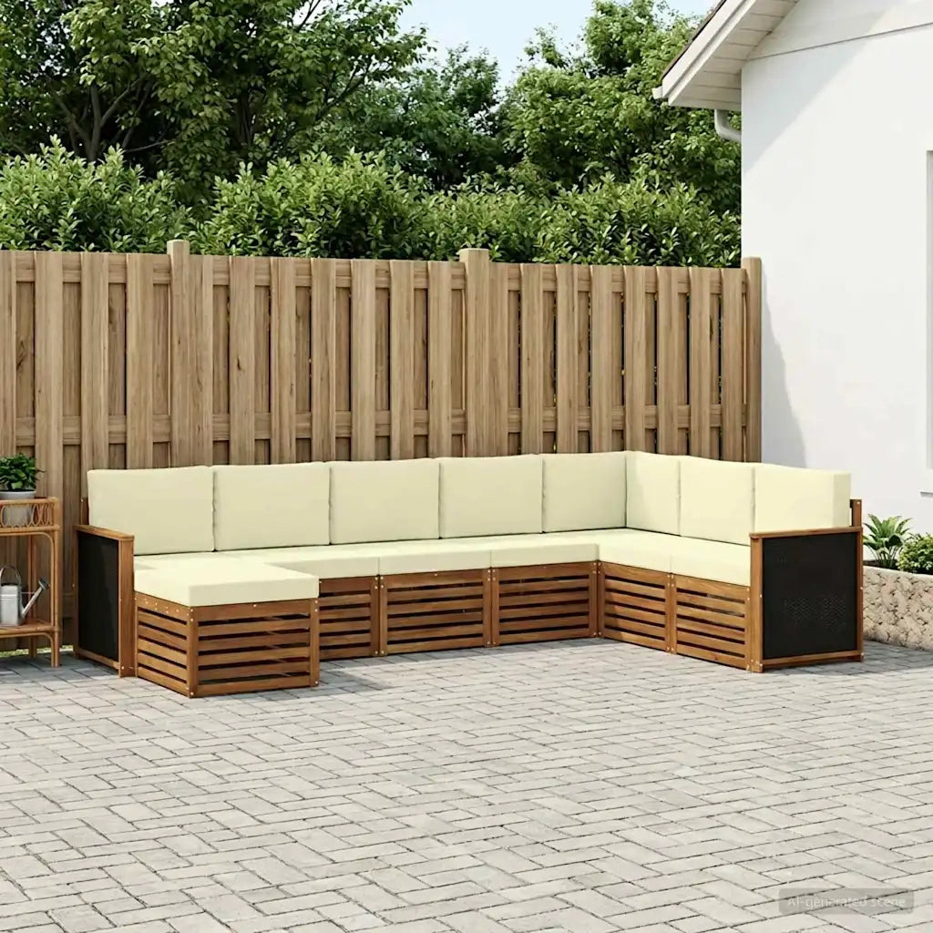Set di divani da esterno con cuscino 6 pcs Naturale e Crema