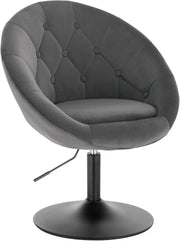 Poltroncina da Bar Sgabello Girevole Sedia con Schienale Braccioli in Velluto Altezza Regolabile Grigio Scuro
