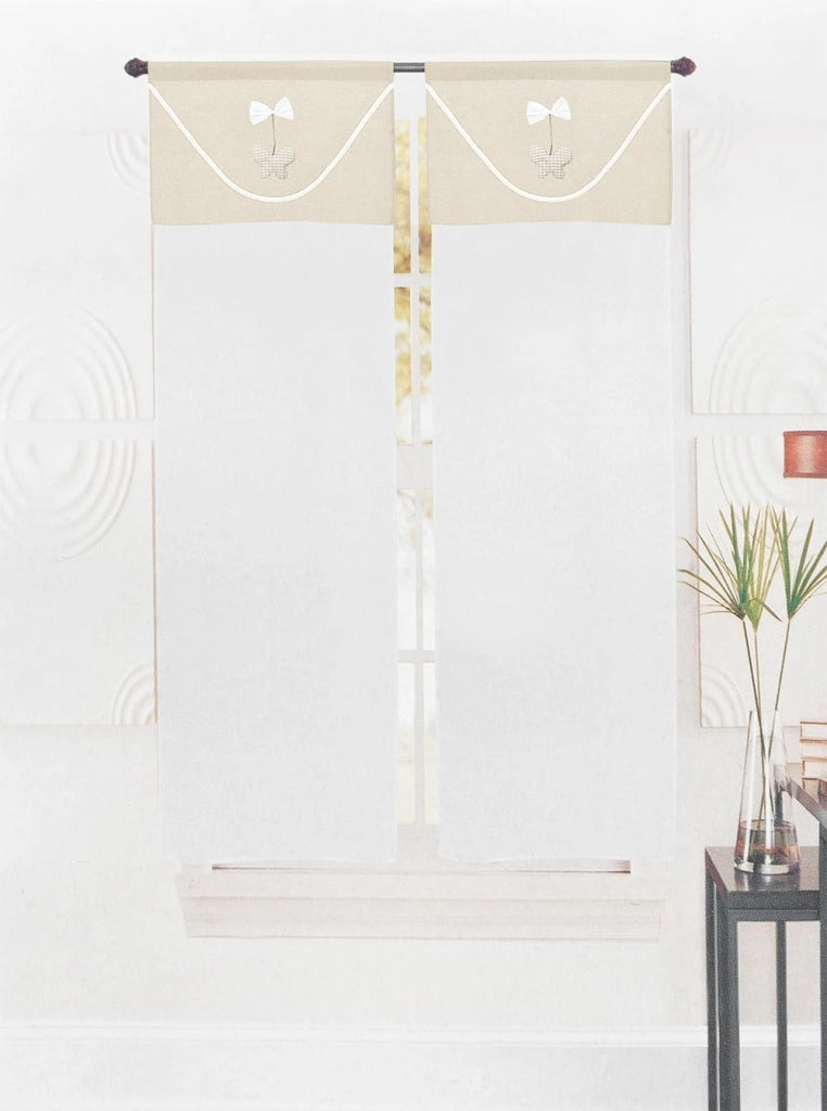Tende Porta Finestra 60x240 cm Coppia 2 Pz Interno Semitrasparente Tessuto Pendente Beige