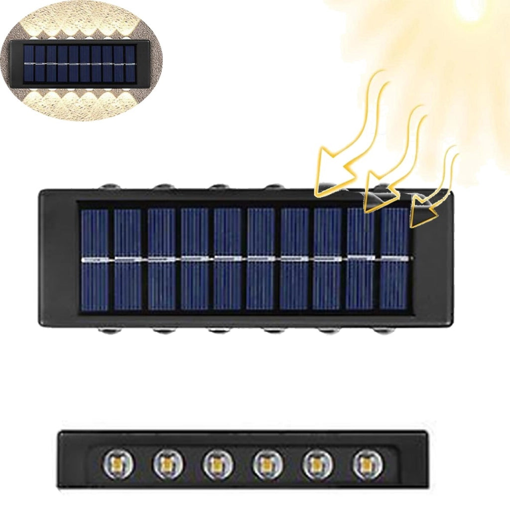 APPLIQUE LAMPADA 12 LED MURO PARETE SOLARE IP65 BIDIREZIONALE GIARDINO TE-B0570