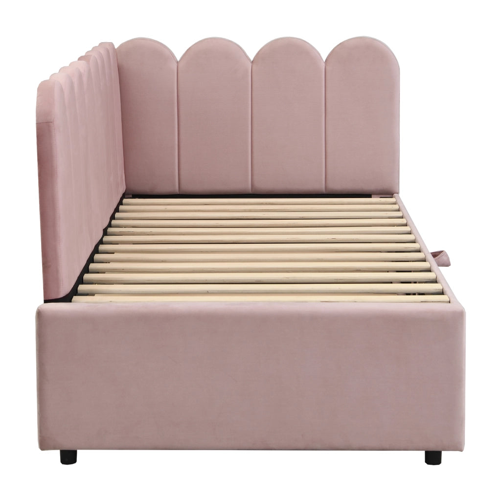 divano letto imbottito rosa 90 x 200 cm