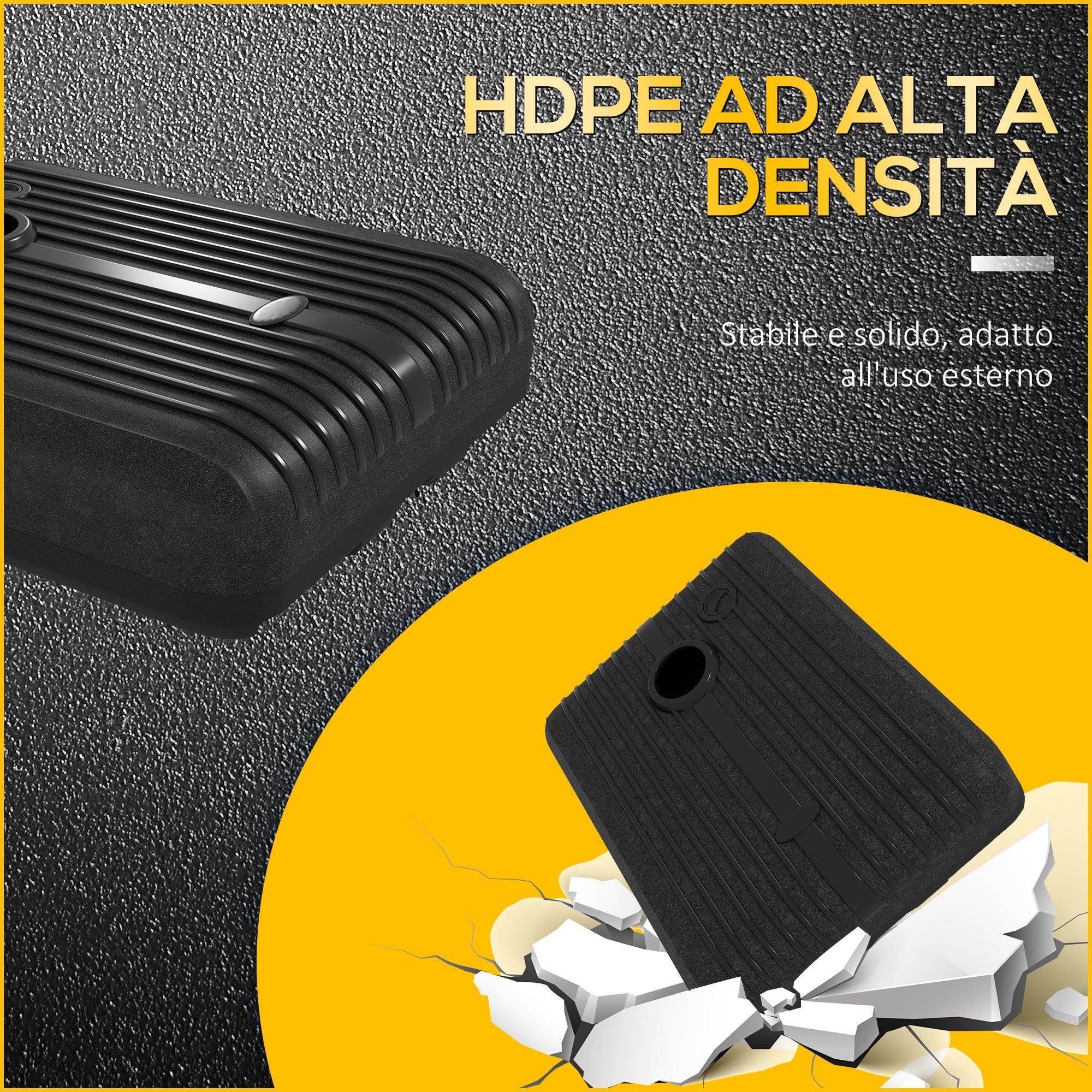 Base per Ombrellone Rettangolare 80x60x19 cm Riempibile con Acqua e Sabbia 70-90 kg in HDPE Nero