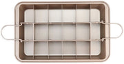 Forma per brownies con separazioni, forma antiaderente per brownies, 18 vuoti preformati, forma per forno in acciaio di carbonio con maniglie per la cottura del pane in forno, forma quadrata per la cottura di torte, biscotti e muffin, 30 x 20 x 5 cm