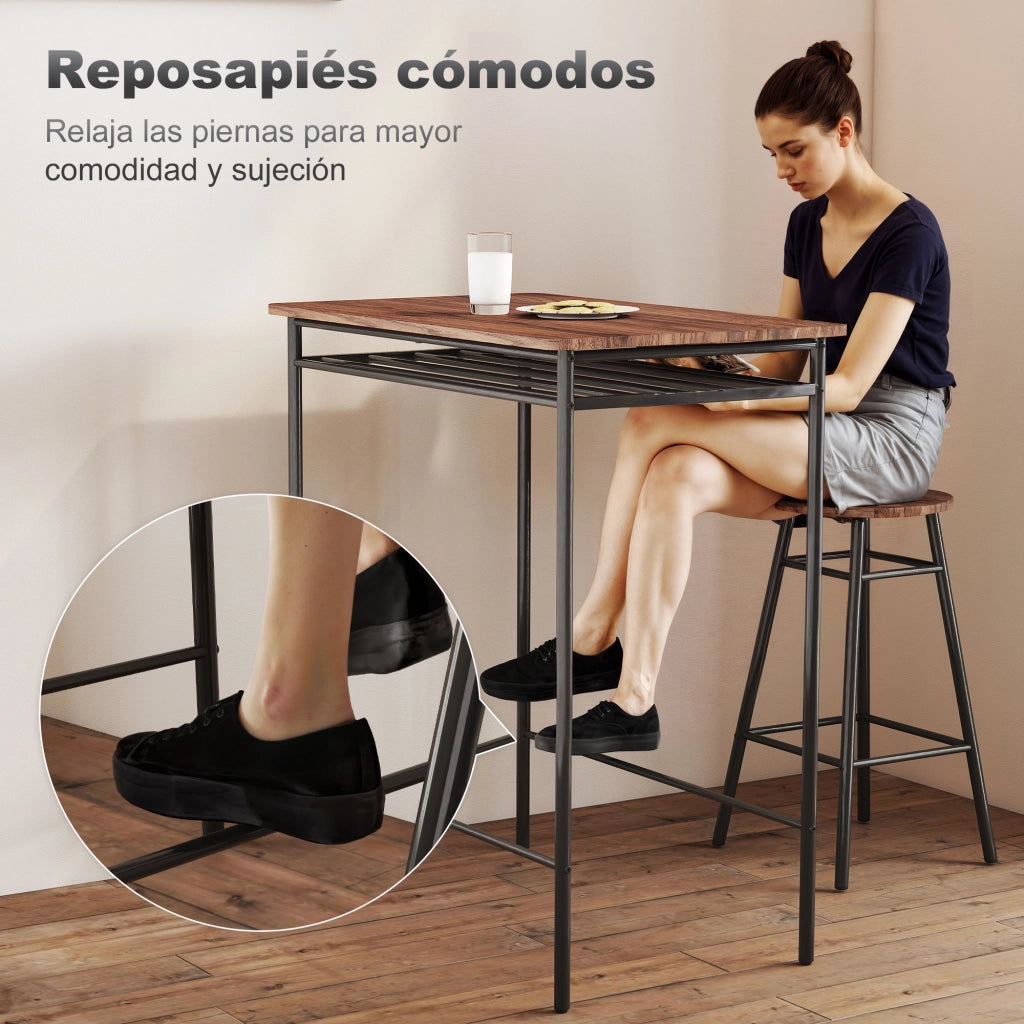 Tavolo da cucina con sgabelli ¨C zephmum ¨C nero, metallo, 90x200