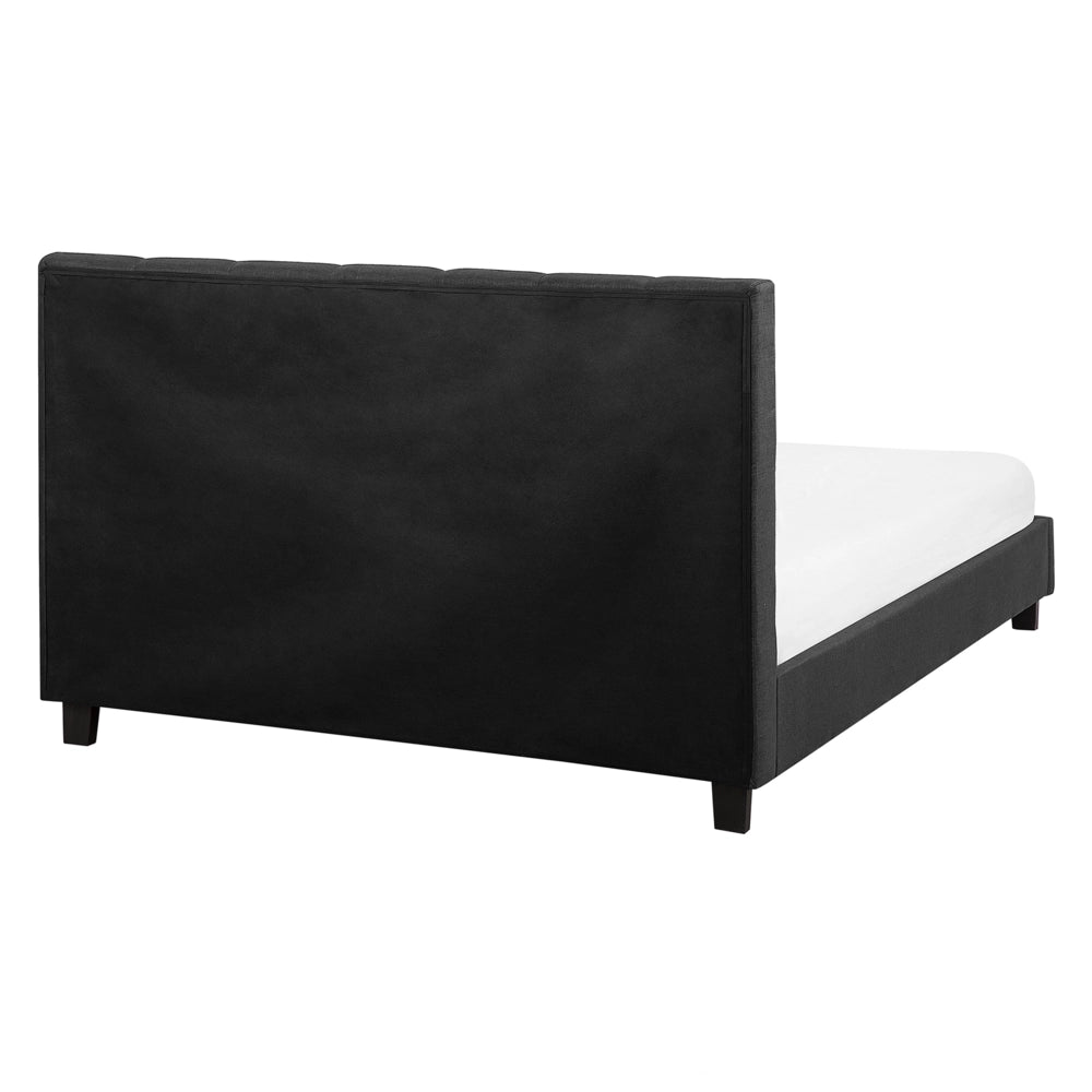 Letto imbottito tessuto grigio scuro rete a doghe testiera trapuntata 160 x 200 cm