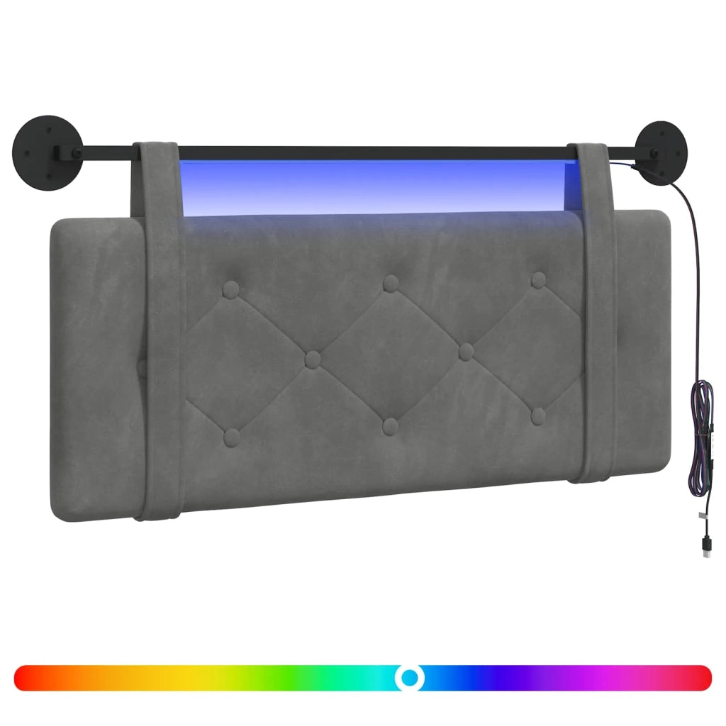 Testiera | Testata sospesa Con luce LED Grigio Scuro Velluto