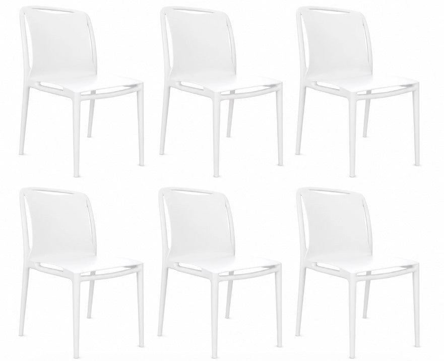 Velair Set 6 Sedie Polipropilene 51 x 52 x 81 cm Impilabili Bianca