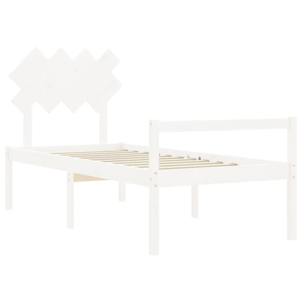 Letto per Anziani con Testiera-Struttura Letto per Anziani Bianco Single in Legno Massello 845113