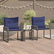 Set di Mobili da Esterno 7 pcs Grigio e Blu Navy polyrattan