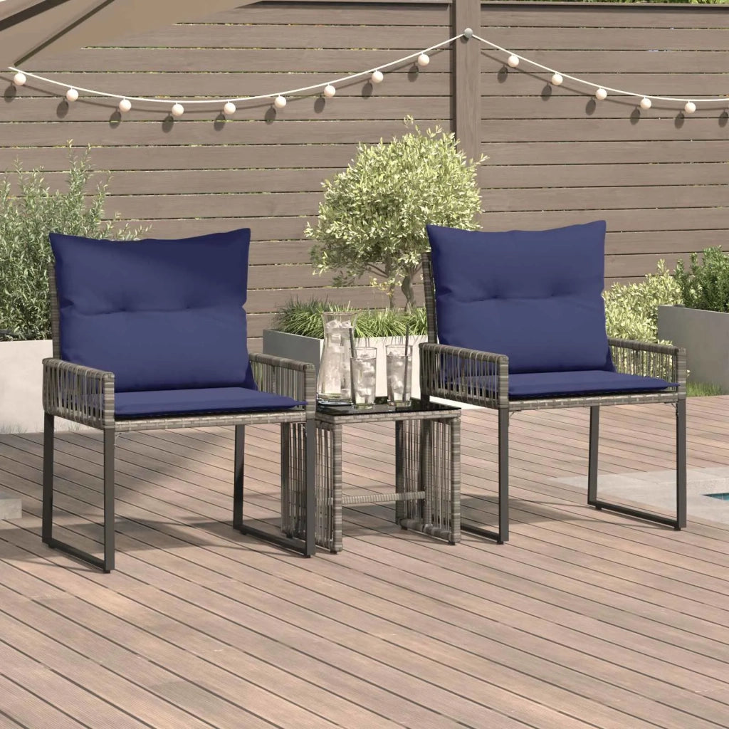 Set di Mobili da Esterno 7 pcs Grigio e Blu Navy polyrattan