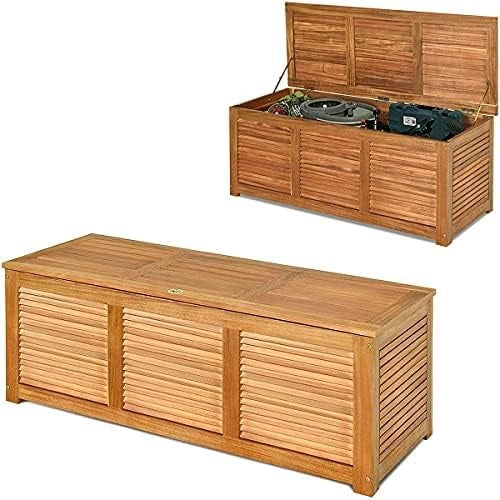 Cassapanca Baule Legno da Giardino, Cassapanca Contenitore con Coperchio, Multibox Utilizzabile all’Interno e all‘Esterno, Portata di 160 kg, 120x45x45 cm