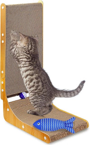 Kartone di forma L per gatti - piatto di gatto con pallone e topo - 68 cm - cartone di alta qualità