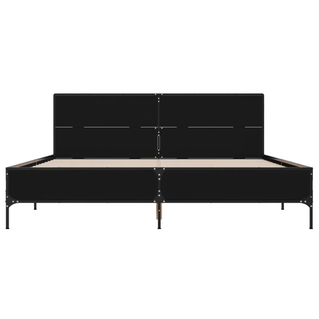 Giroletto Nero 135x190 cm in Legno Multistrato e Metallo 3280027