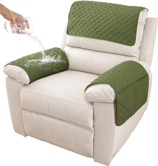 Set di guanciali per braccioli 3 pezzi - Copricuscini per braccioli - Copricuscini per braccioli con supporto per testa - Protezione antiscivolo imbottita per mobili (38cmx57cm) - Materiale in tessuto militare ruvido verde