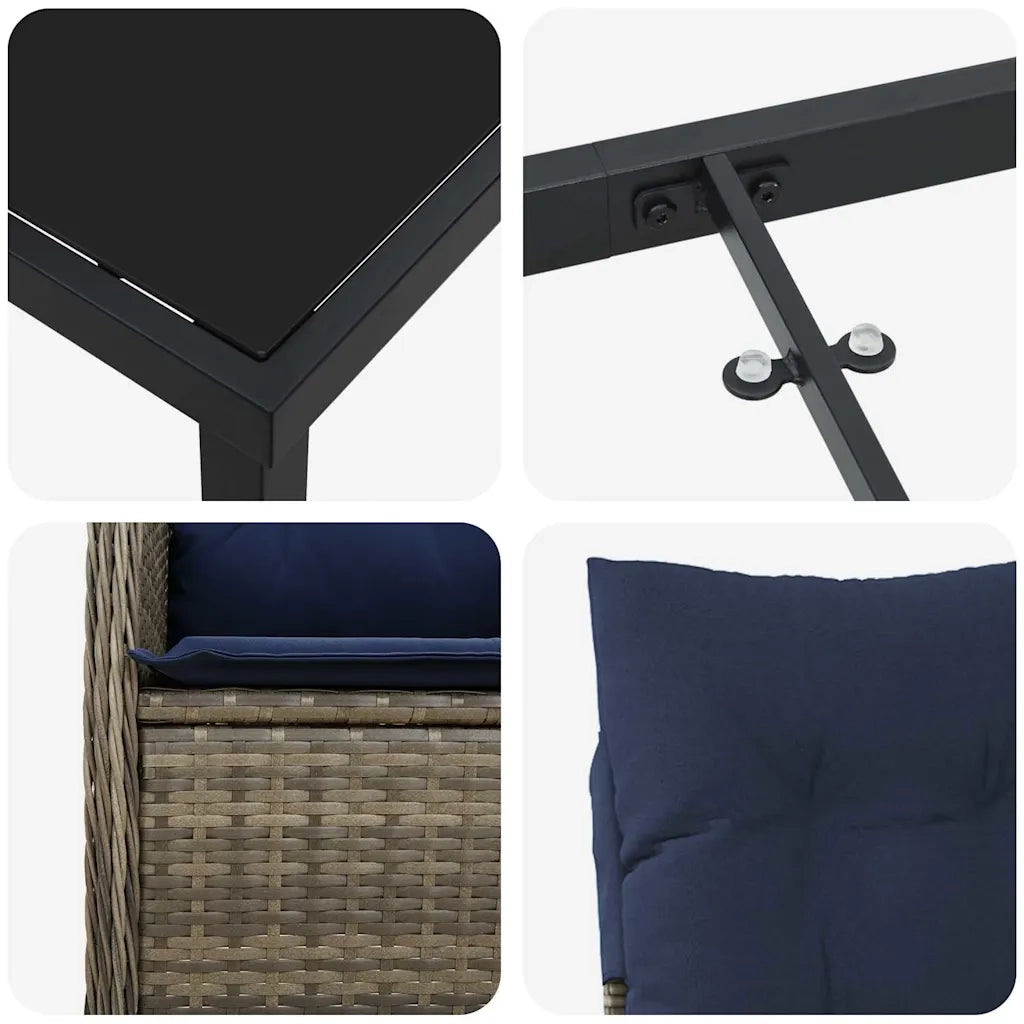 Set da Pranzo per Giardino con cuscino 5 pcs Nero polyrattan 3379661