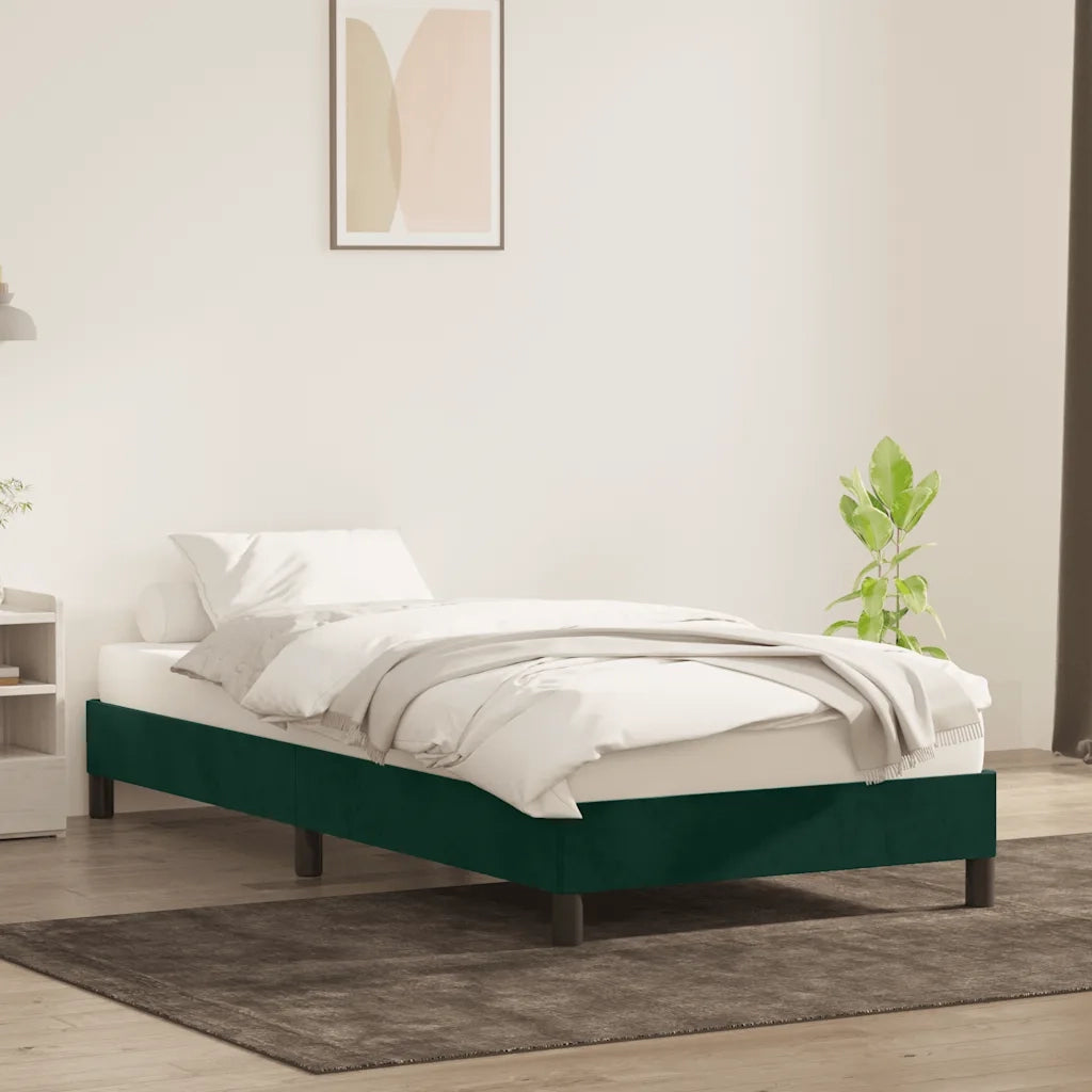 vidaXL Giroletto senza Materasso Verde Scuro 90x210 cm in Velluto