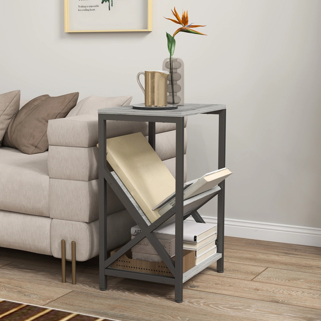 Tavolino da salotto con ripiani ¨C zephmum ¨C grigio scuro 40x30x61 cm