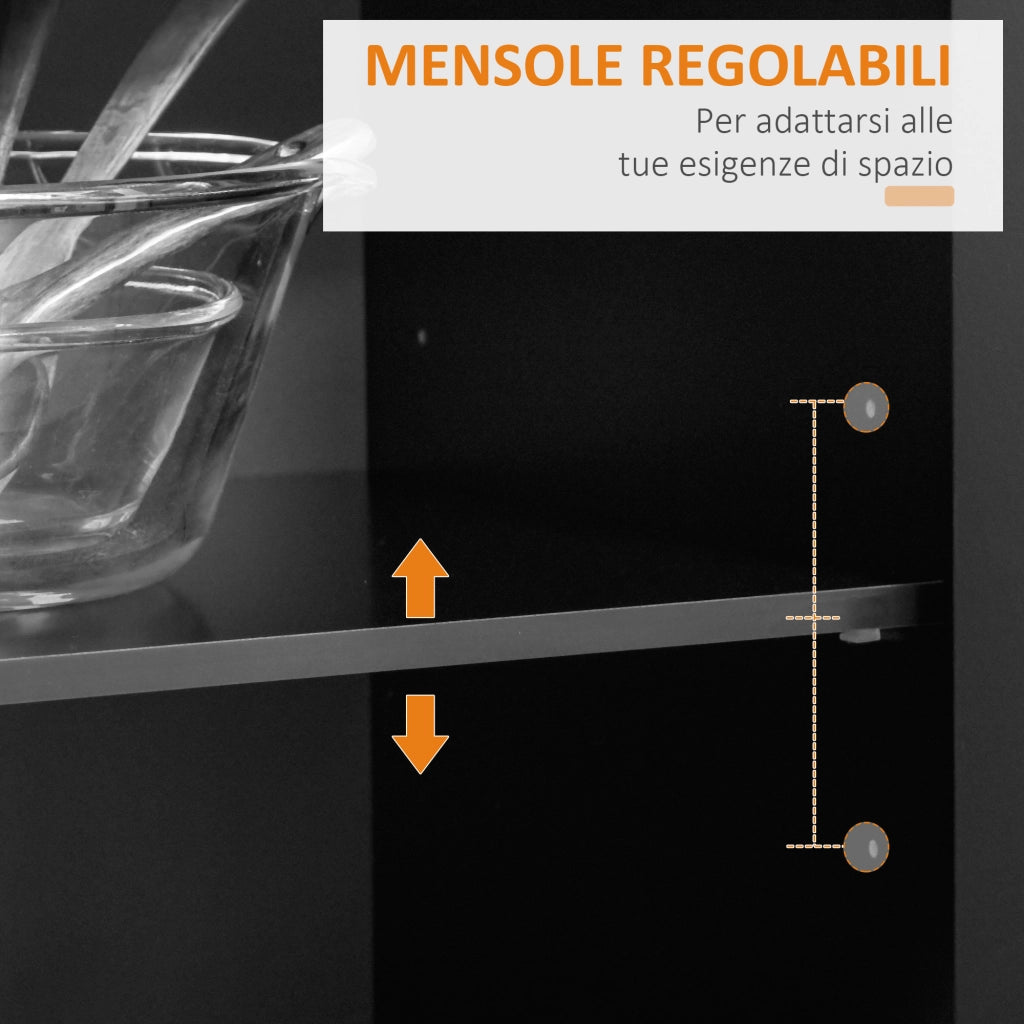 Carrello Cucina Multiuso con Cassetti e Ante ¨C Zephmum ¨C Legno 104x46x91 Nero